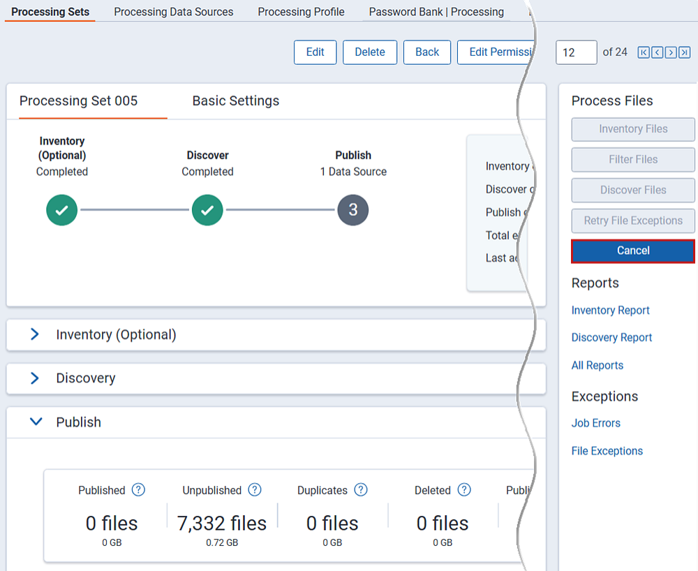Cancel publishing button