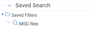 Saved searches tree showing the newly created saved filter.