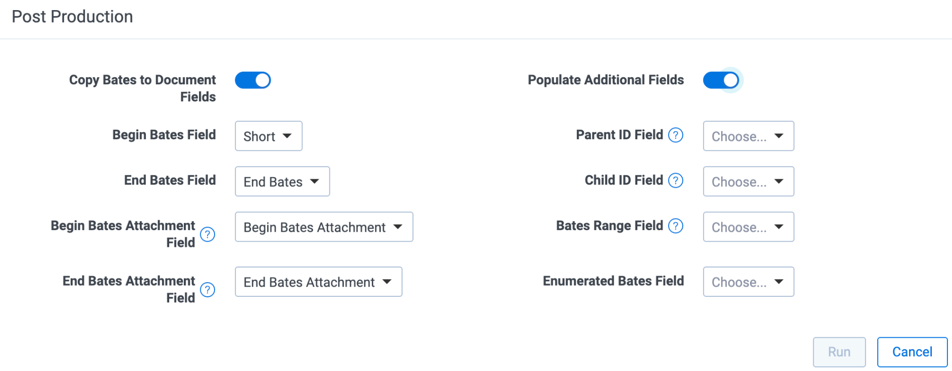 An image of Post Production options.