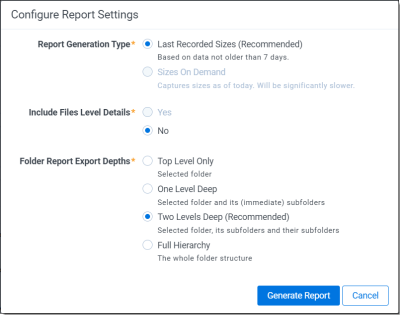 Configure Report settings