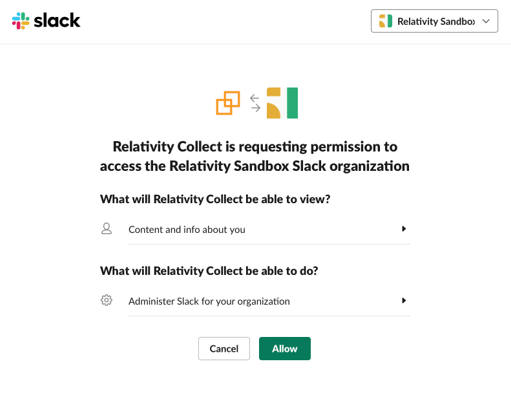 Sample screen with Allow button