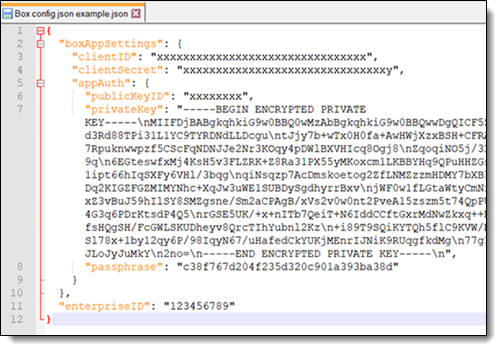 Example of .json file that includes authentication information.