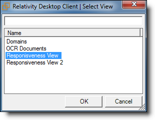 Select View window in RDC