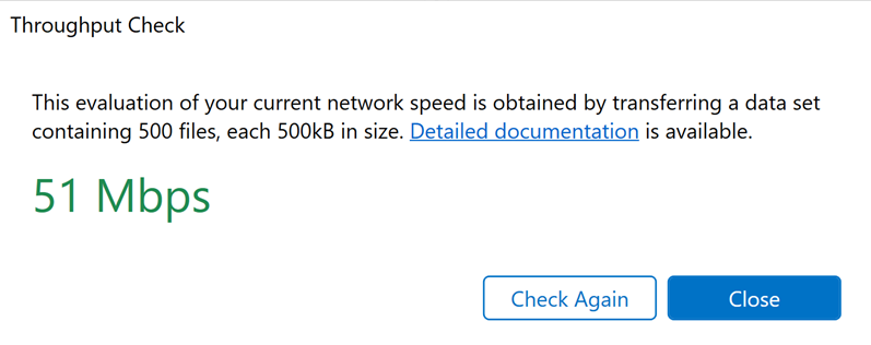 Throughput dialog box