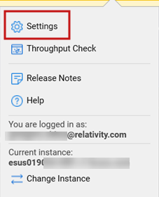 Username drop-down menu