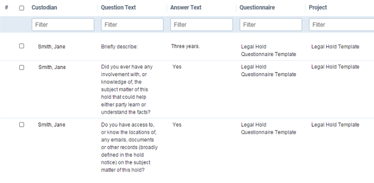 The Question Responses list.