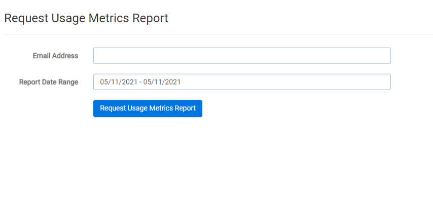 The Request Usage Metrics Report section