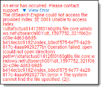 Example of a support error message