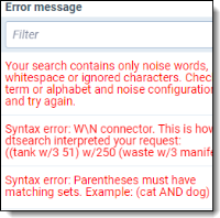 Example of a STR syntax error message