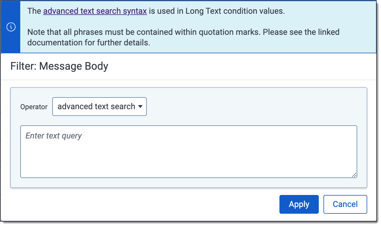 Filters dialog box