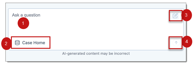 Ask a question box with callouts for each feature, which aligns with the table descriptions.