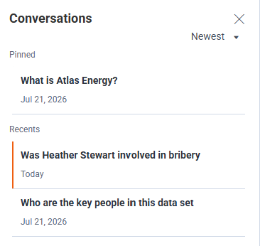 Conversations panel with examples