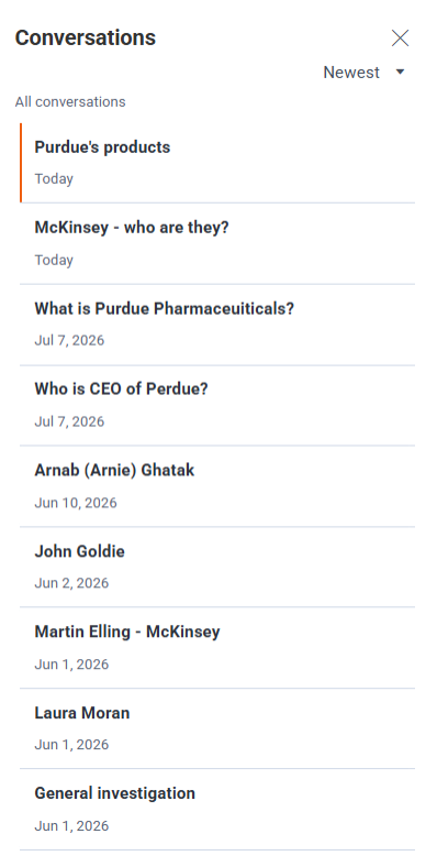Conversations panel with examples