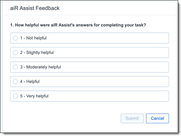Click to expand aiR Assist Feedback survey