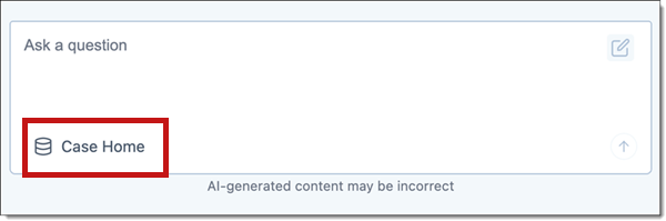 Name of the indexed highlighted in the lower left corner of the Ask a question box.