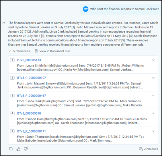 Response box with references.