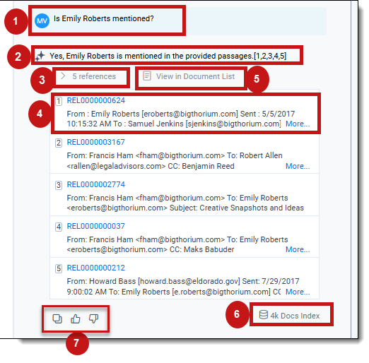 Responses box with callouts for each feature, which aligns with the table descriptions.