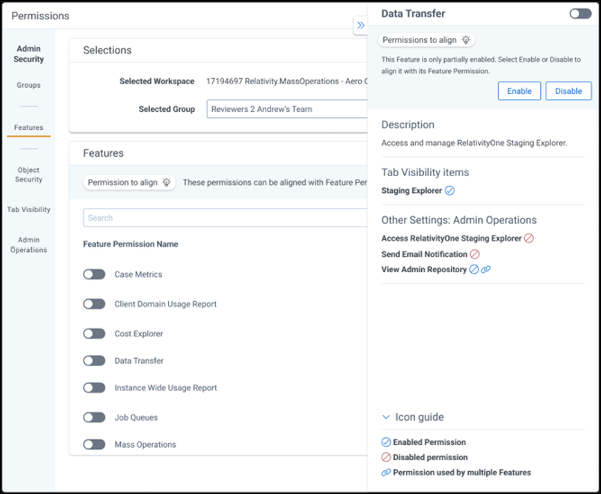 Flyout window to align permissions