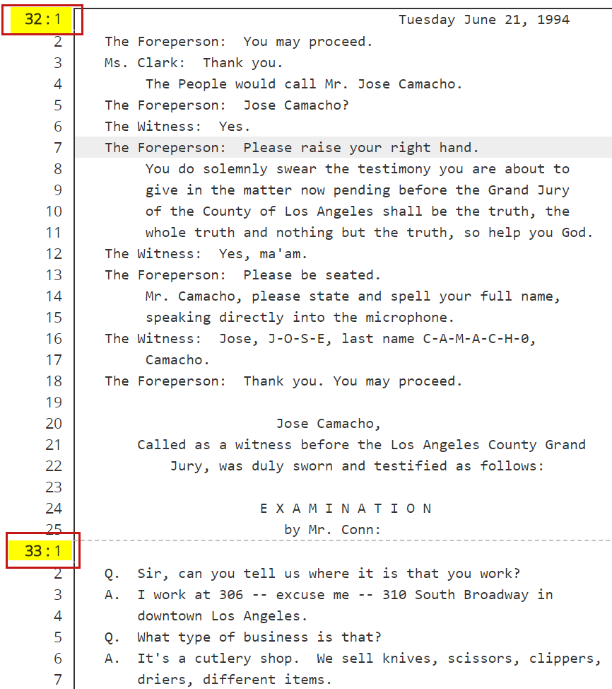 Transcript page numbers in the Viewer 