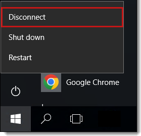 Disconnect option in start menu