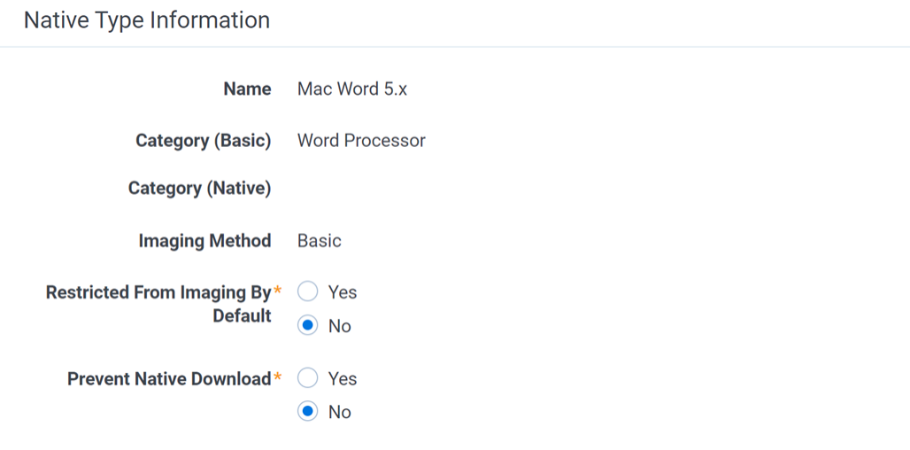 The Native Types tab with the edit options displayed.
