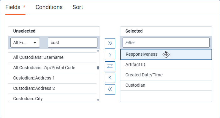 The Responsive option in the Selected section has been moved to the top of the list.