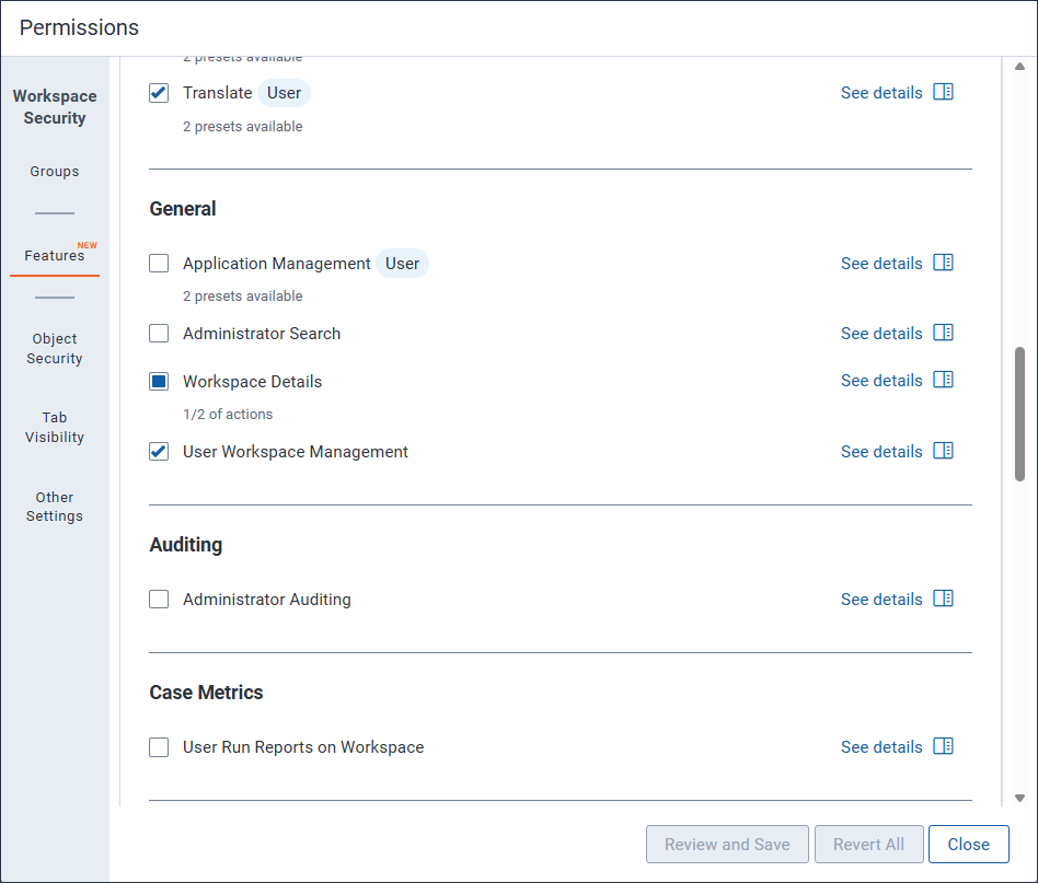 The Views Feature permissions are selected.