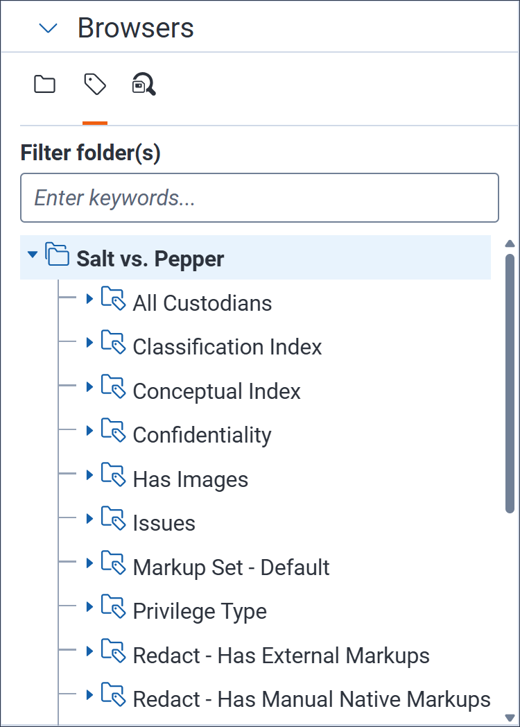 The Field Tree with a number of single and multiple-choice folders displayed.