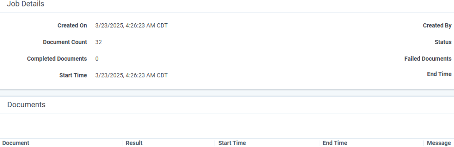 The job details screen.