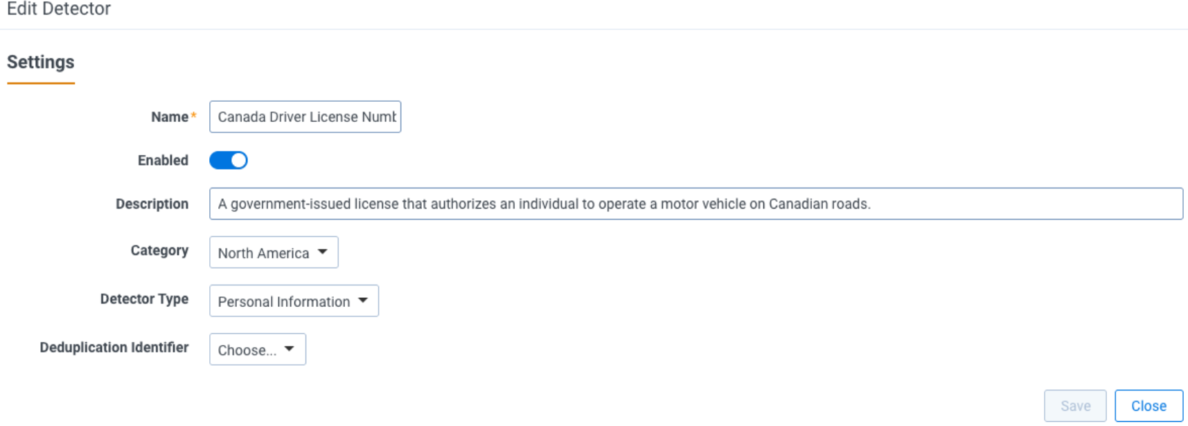 An image of the Edit Detector window