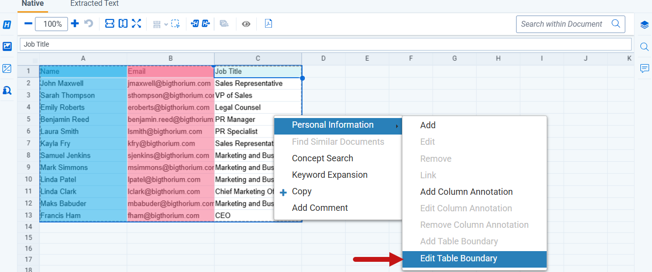 An image of the Edit Table Boundary option