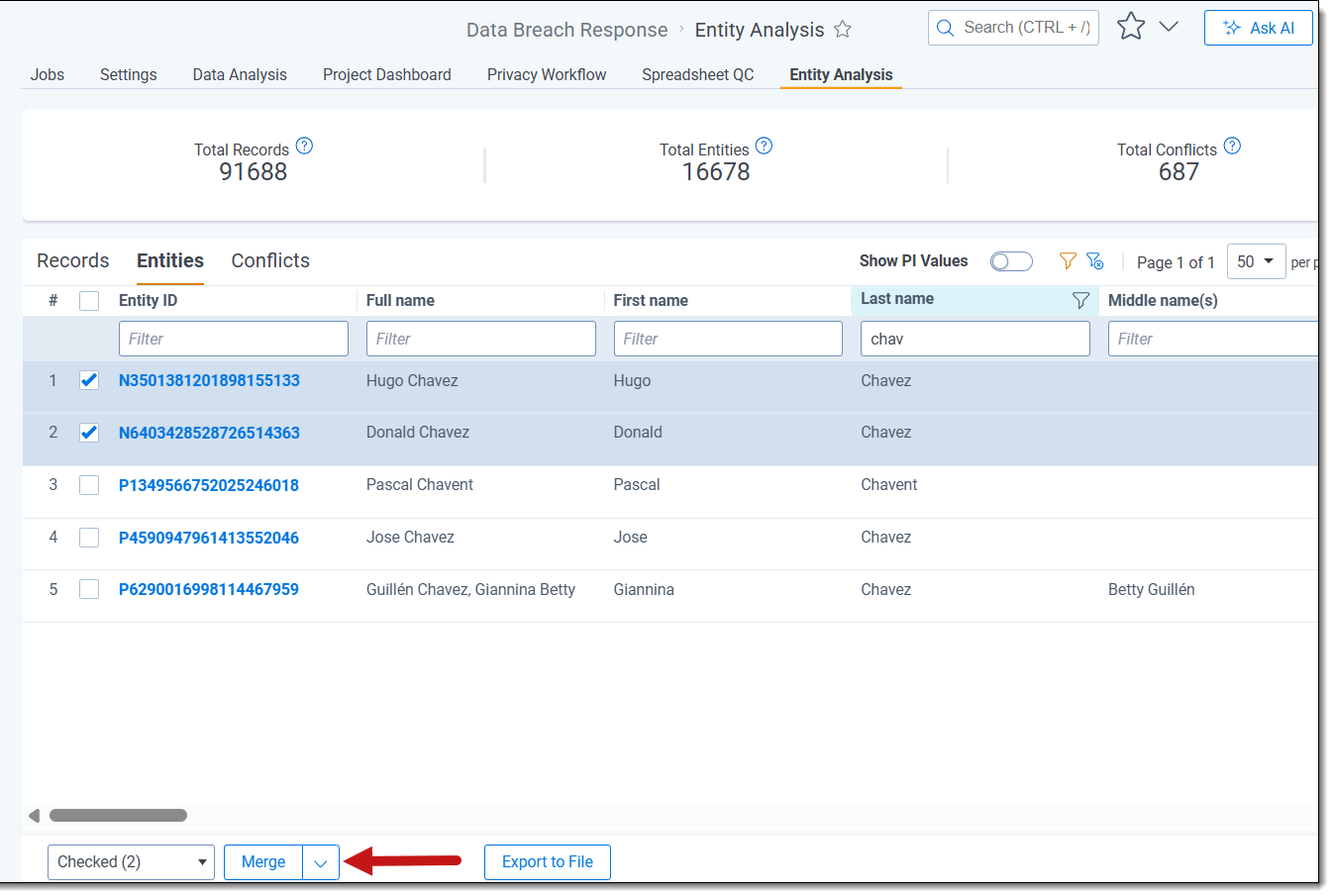 An image of the Merge button