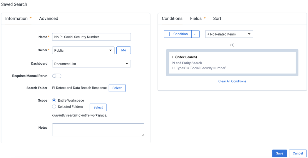 An image of a saved search being created.