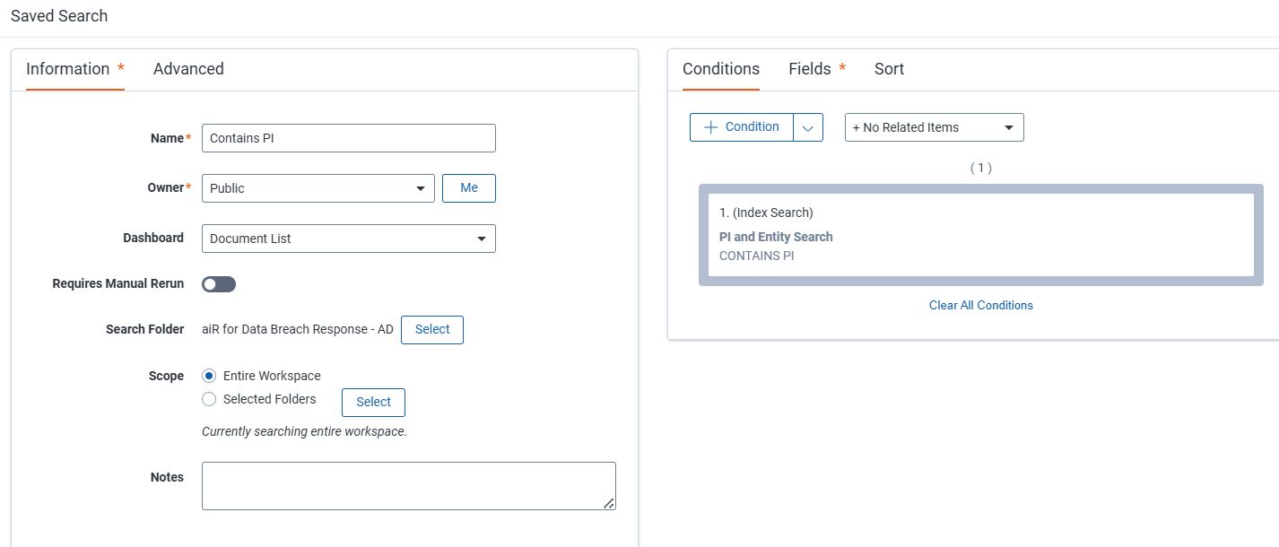 An image of a saved search being created.