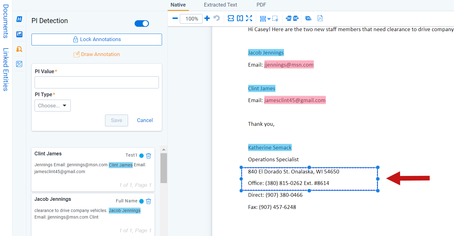 AN image of a box drawn over text containing PI.