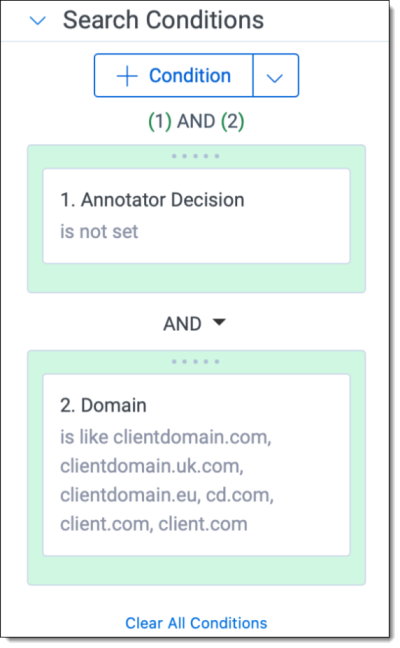 Search Conditions for Step 1