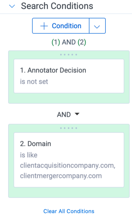 Search Conditions for Step 2