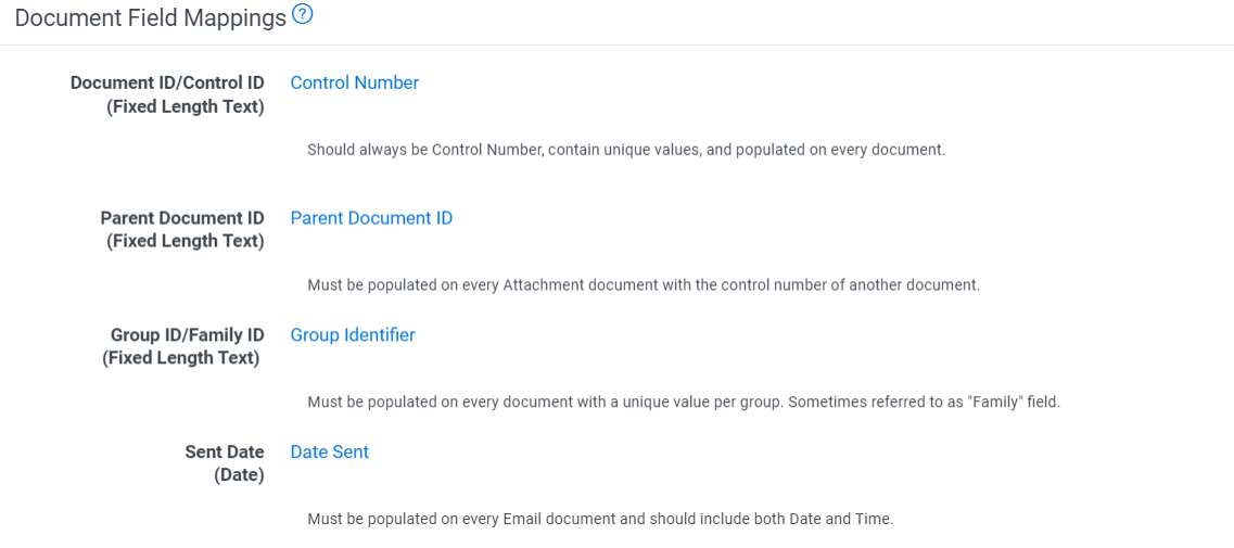An image of the Document Field Mappings section