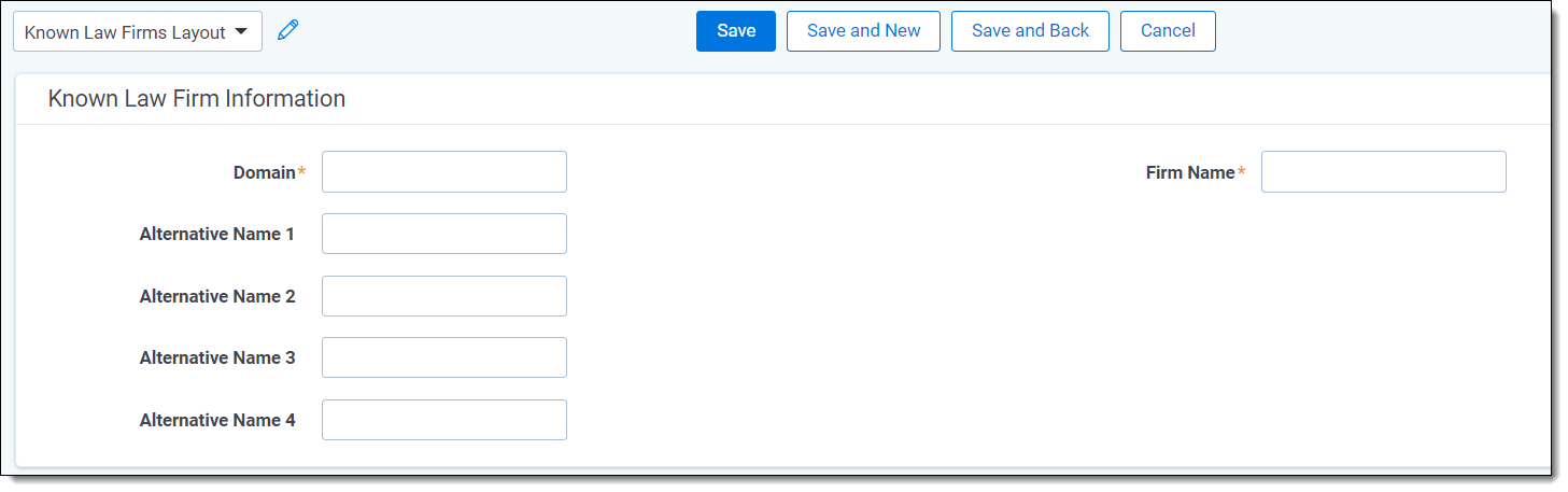 An image of the Known Law Firm Information form