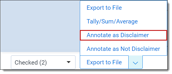 An image of the Annotate as Disclaimer button