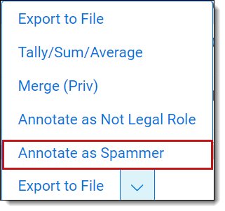 An image of the Annotate as Spammer button