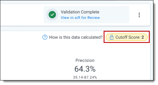 Finalized cutoff score