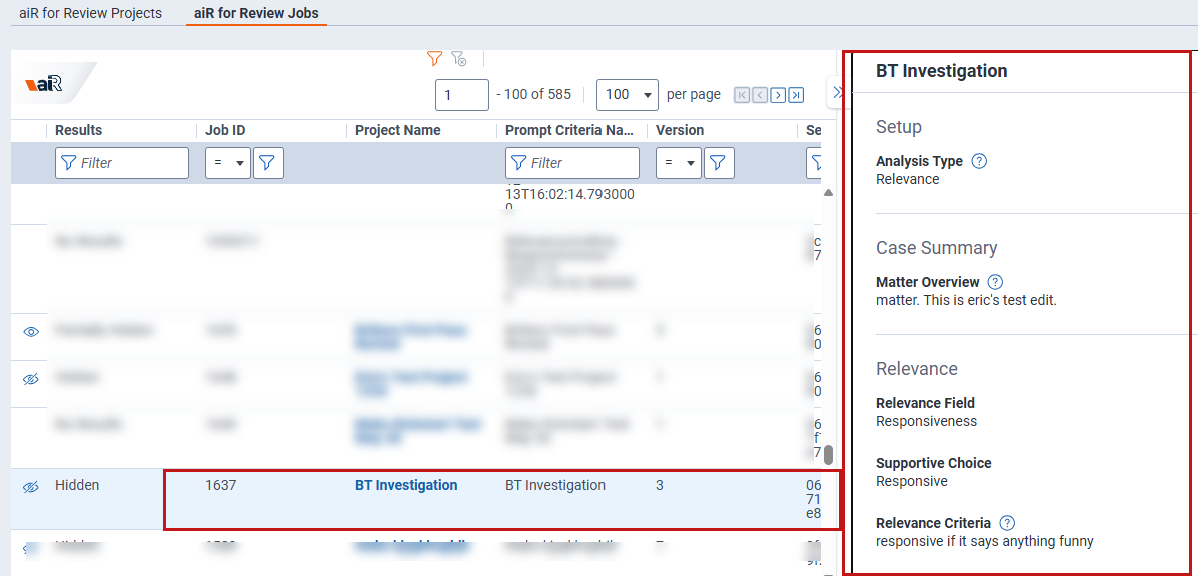 Shows details pane for one of the jobs.