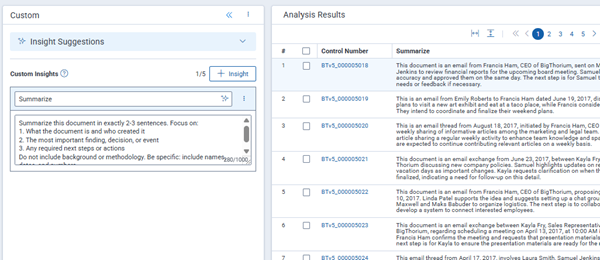 Analysis results for Custom analysis project
