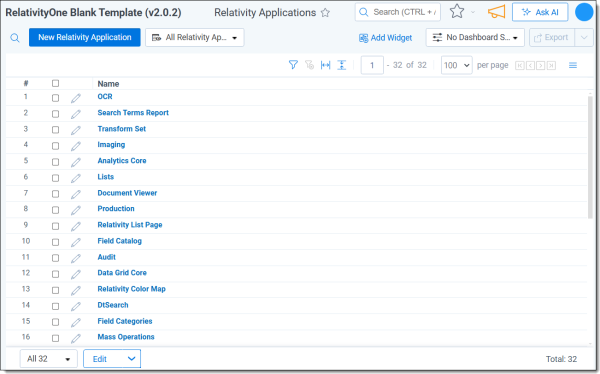 RelativityOne Blank Tempate for building projects from scratch