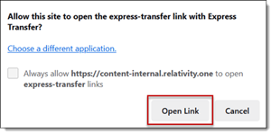 Allow this site to open Express Transfer dialog box
