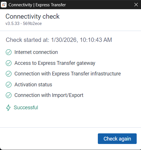 Connectivity check outcome 