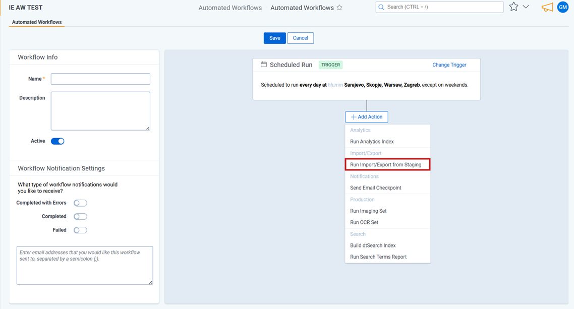 Scheduling a job with Automated Workflows