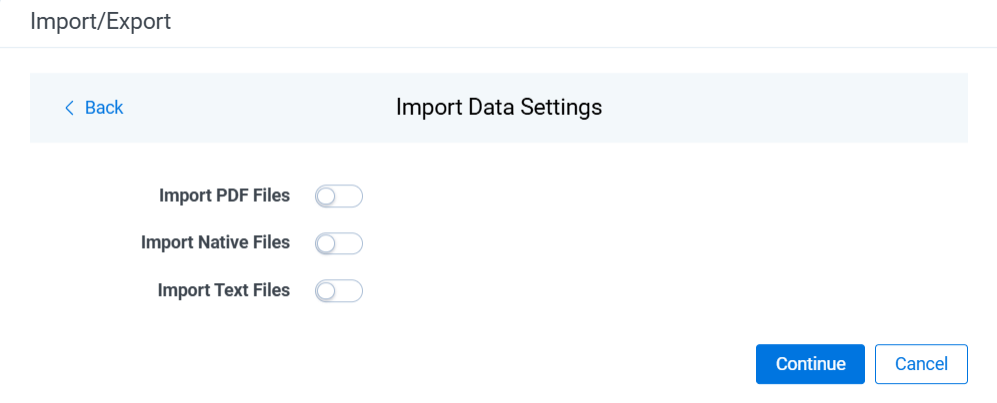 Import Data Settings dialog