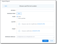 Choose load file and location dialog box